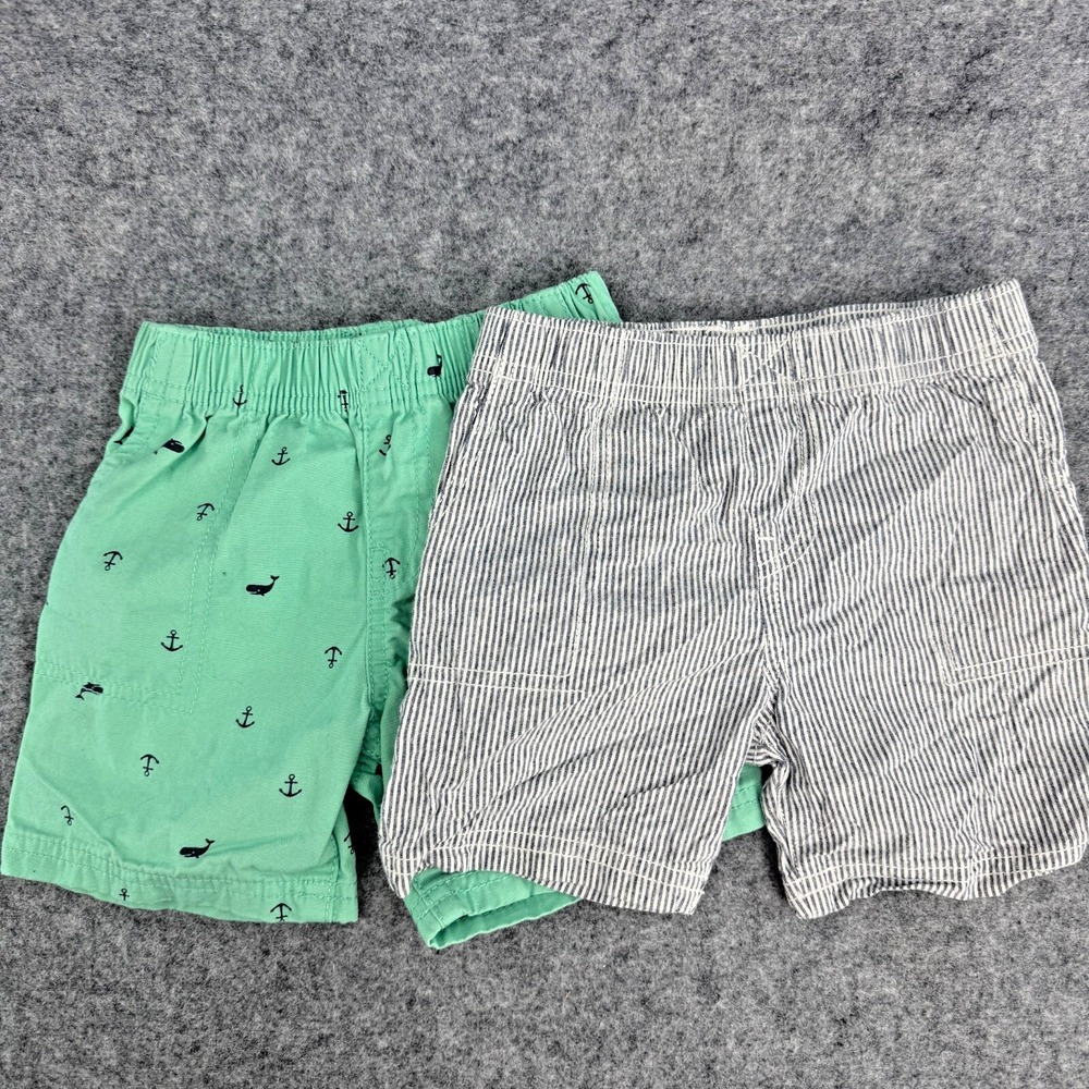 Carters‎ Shorts Boy 24 Months Pull On Whale Anchor Stripe 100% Cotton Summer